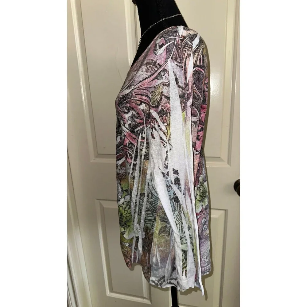 Lane Bryant y2k LONG SLEEVE FLEUR DE LIS W/WINGS &RHINESTONES mcbling top size1x - Picture 5 of 9